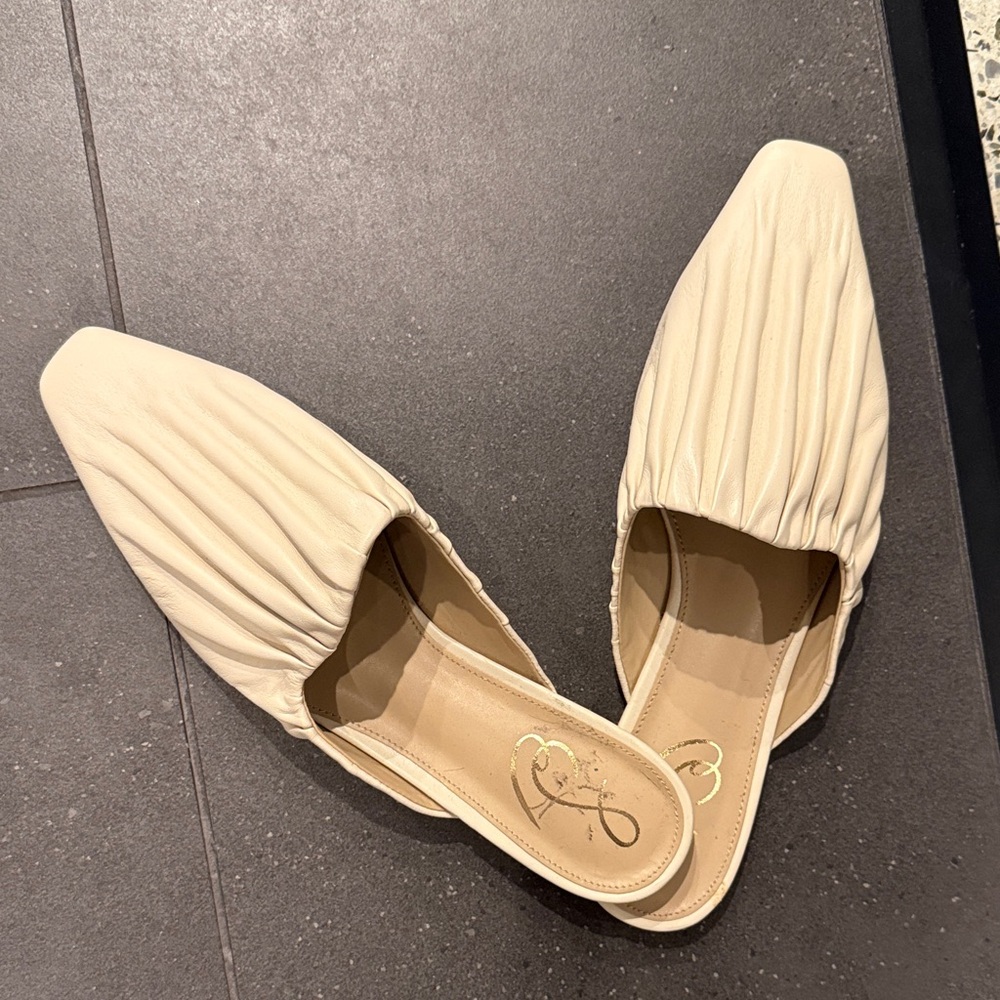 Sam Edelman Beige Pleated Mules